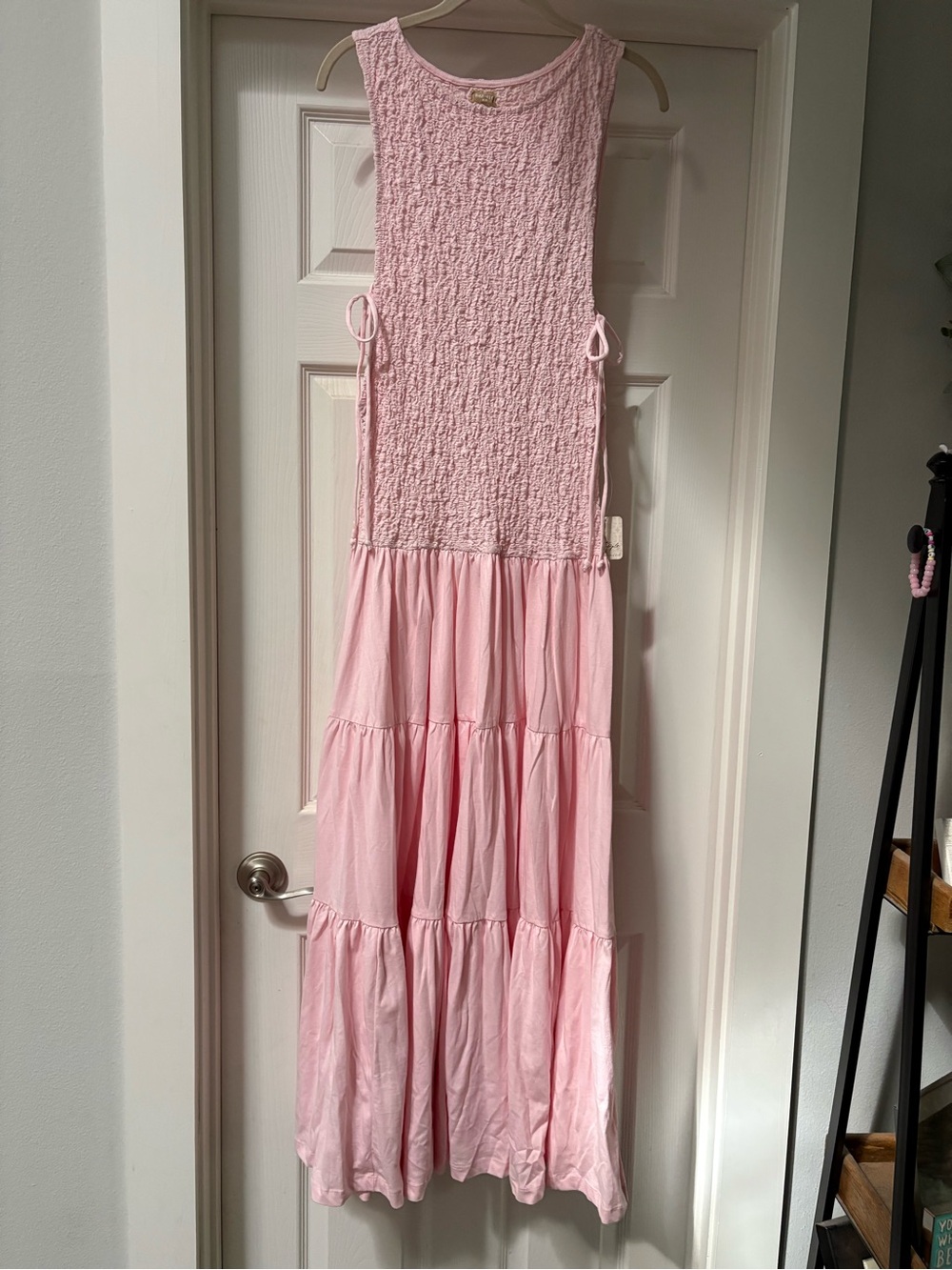 Free People Blush Pink Sleeveless Tiered Maxi Dress